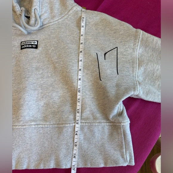Adidas Women’s Gray Cropped Logo Hoodie Size S - Picture 7 of 10